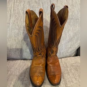 Tony Lama Western Cowby Boots Vintage Brown 6447 Size 8D